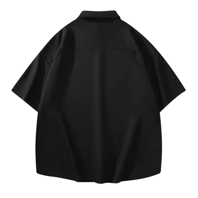 颂希尔 美式高街基础款衬衣潮流百搭高级感宽松休闲短袖衬衫 男女同款