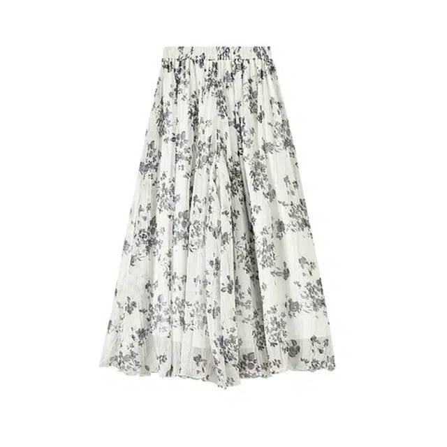 潞优野 水墨画碎花裙裤高腰长裤宽松遮胯休闲裤 女款