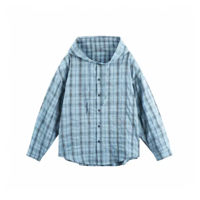 棉基因 空调服轻薄外套美式复古格子防晒服速干连帽潮流搭配上衣夏季长袖衬衫 男女同款