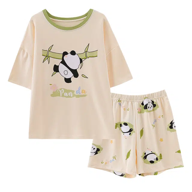 顶瓜瓜 小熊猫图案简约舒适可外穿家居服睡衣套装 女款