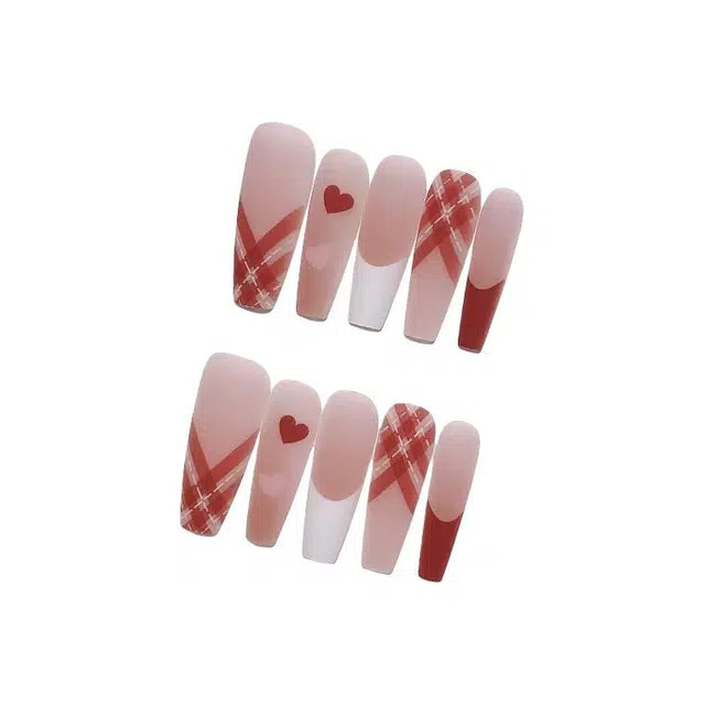 计轩 麂皮粉雾恋心显白  穿戴甲 长款粉色晕染 磨砂