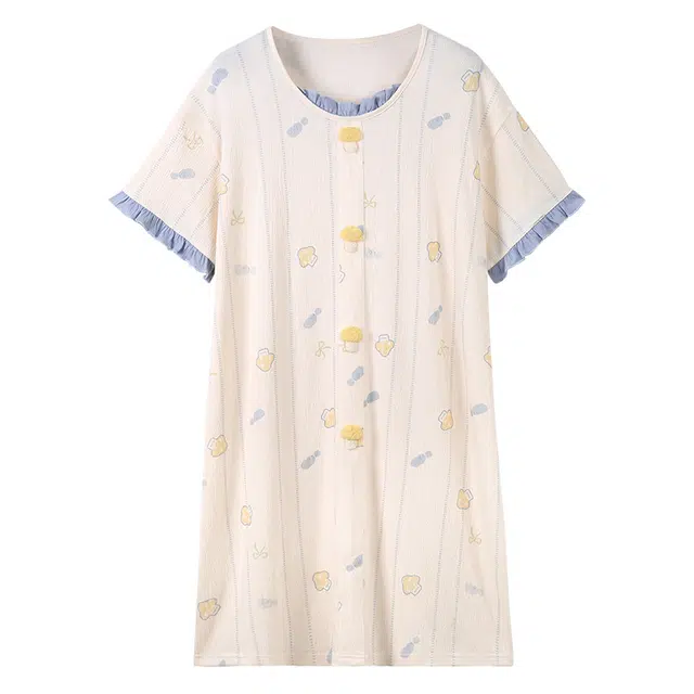 俏韵 圆领卡通风短袖舒适薄款家居服可外穿睡裙 女款
