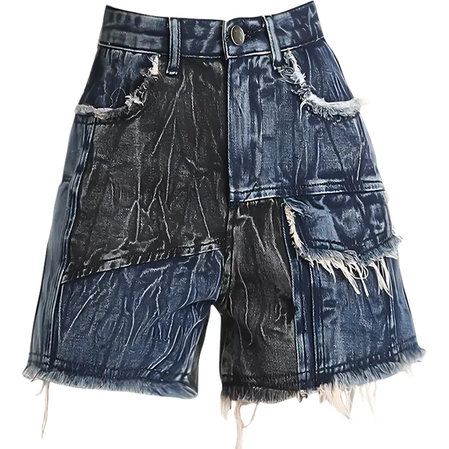 拾籍 复古气质百搭休闲三分裤牛仔短裤 女款