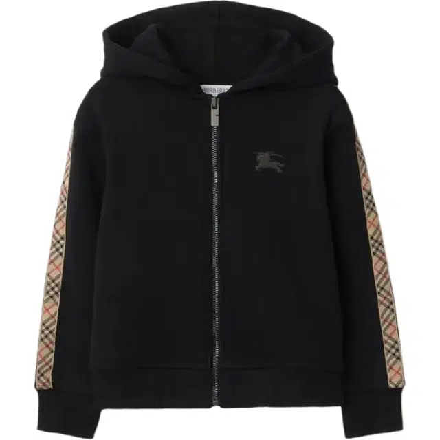 Burberry SS25 Checked Zip Hoodie Black Kids