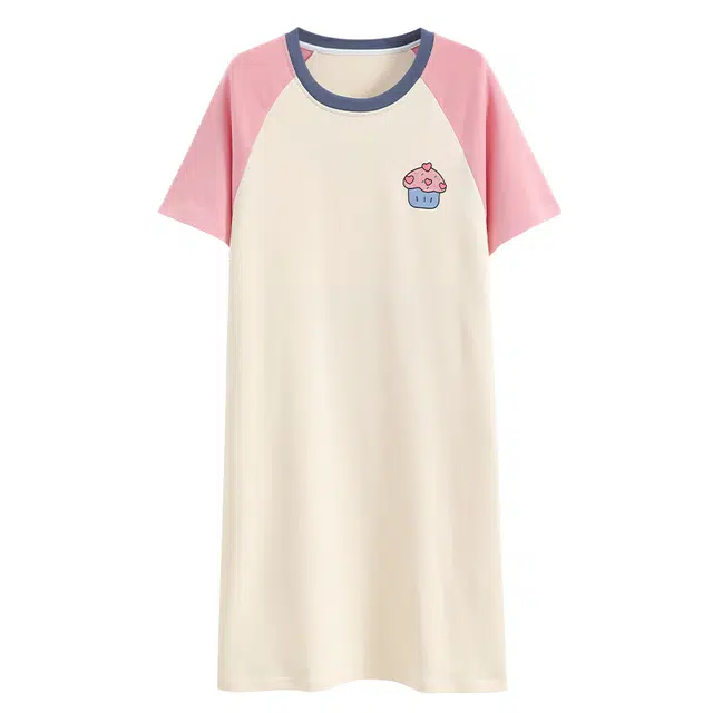 睦隆世家 大码带胸垫可外穿家居服免穿文胸短袖夏季睡裙 女款