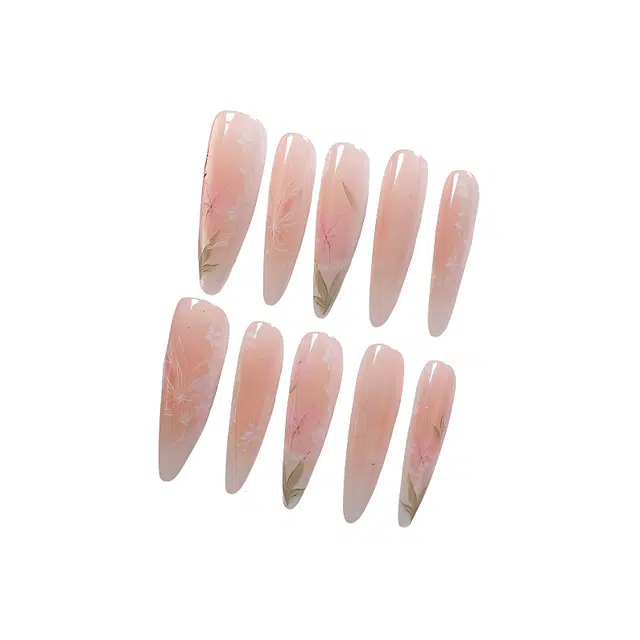 计轩 高透猫眼  穿戴甲 长款裸色纯色 纯欲