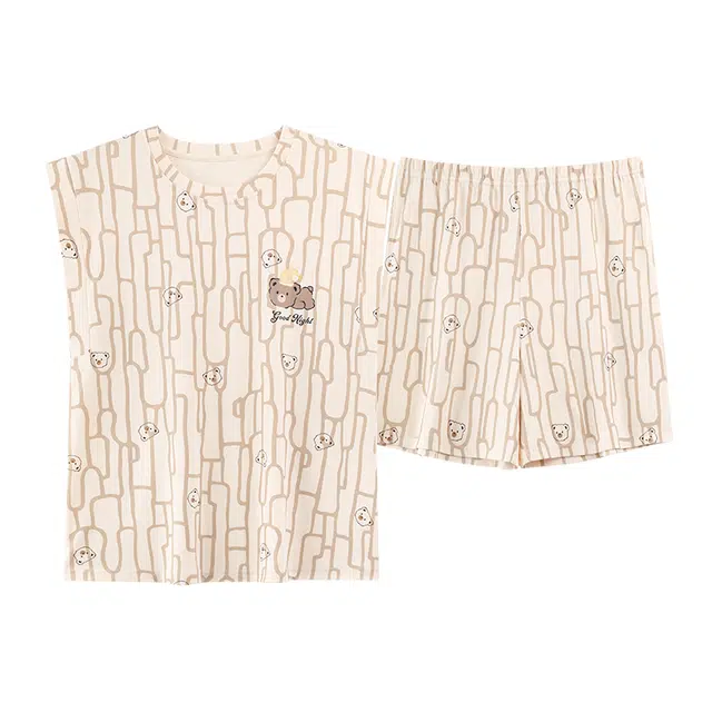 睦隆世家 无袖背心舒适可外穿家居服三分裤夏季睡衣套装 女款