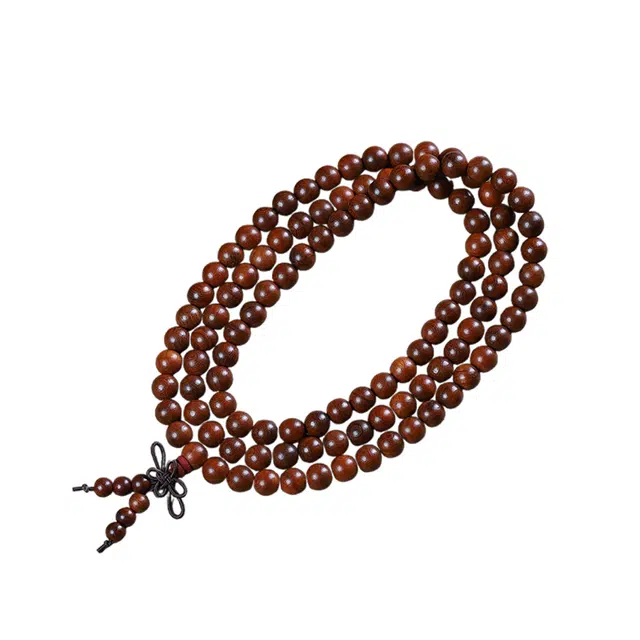 湘喜 中国风简约佛珠念珠文玩平安纳福多圈手持素圈深檀好运清冷雅致 檀木 木作手串 男女同款情侣款