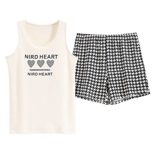 睦隆世家 吊带带胸垫背心无袖上衣家居服三分裤夏季睡衣套装 女款