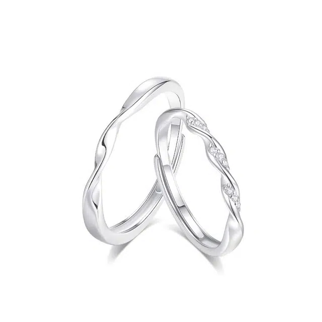 【免费刻字+S999足银】 爱丽丝珠宝 莫比乌斯环 轻奢精致小众设计日常通勤百搭约会恋爱告白礼 开口可调节 对戒 戒指 男女同款情侣款