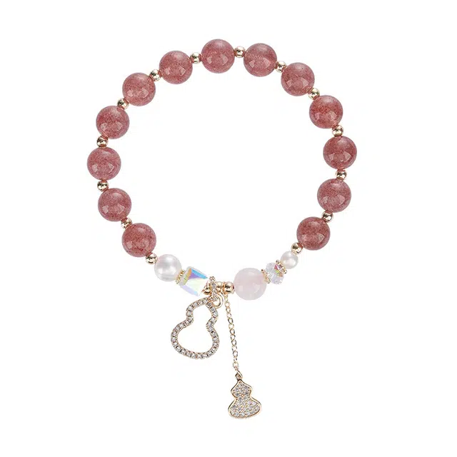 陌阡雪 福气满满 旺桃花 小众设计增强运势  国潮葫芦转运 温柔精致大方手饰#好运天然 草莓晶 水晶手串 男女同款情侣款