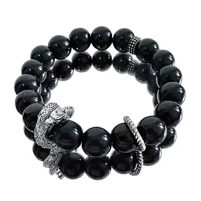 嫒柯 招财转运珠国风新中式祥龙纳福八方来财国潮复古文艺风轻奢高级感文玩佛珠平安#好运 黑檀 手串 男女同款情侣款