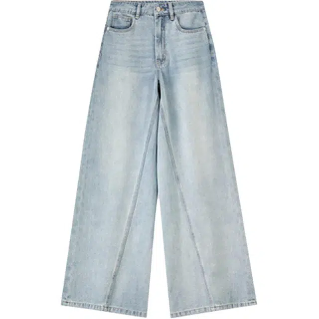 潞优野 高腰显瘦拖地裤宽松休闲阔腿牛仔裤 女款