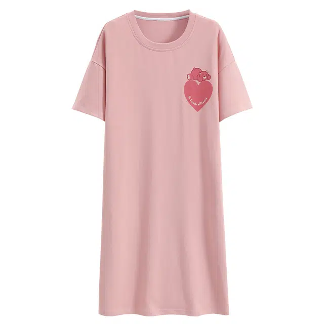 睦隆世家 家居服可外穿免穿文胸大码带胸垫短袖夏季睡裙 女款