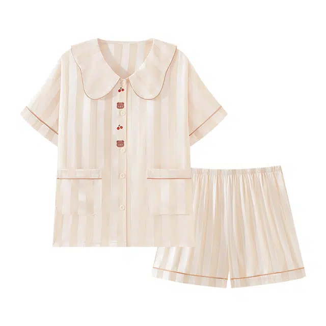 欧诗帛 韩版带胸垫凉感短袖可外穿家居服睡衣套装 女款