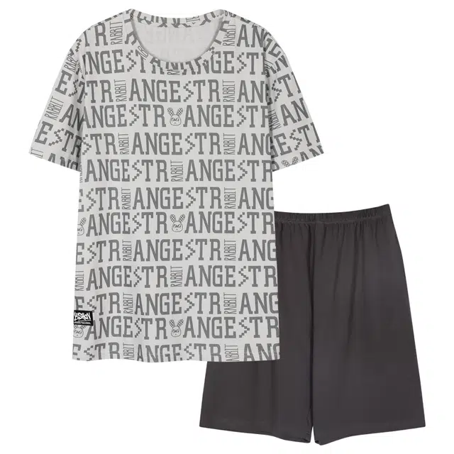 俏韵 纯棉短袖短裤休闲圆领家居服可外穿睡衣套装 男款