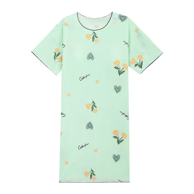 睦隆世家 带胸垫冰丝薄款短袖家居服舒适睡裙 女款