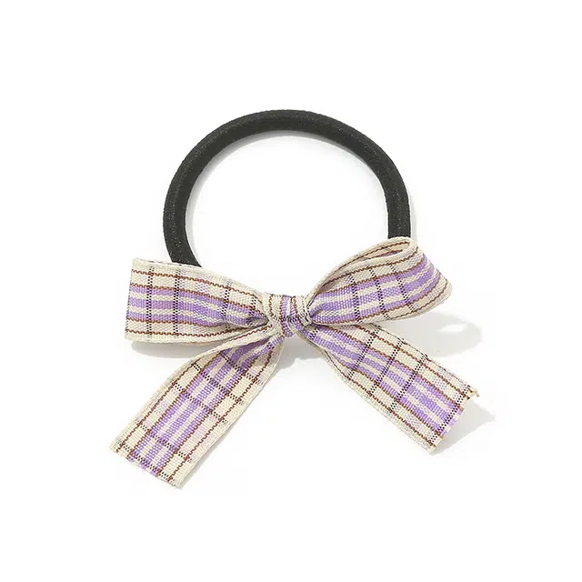 如花梦 可爱格子蝴蝶结双马尾扎头发绳皮筋高弹力耐用 布艺 发圈 女款