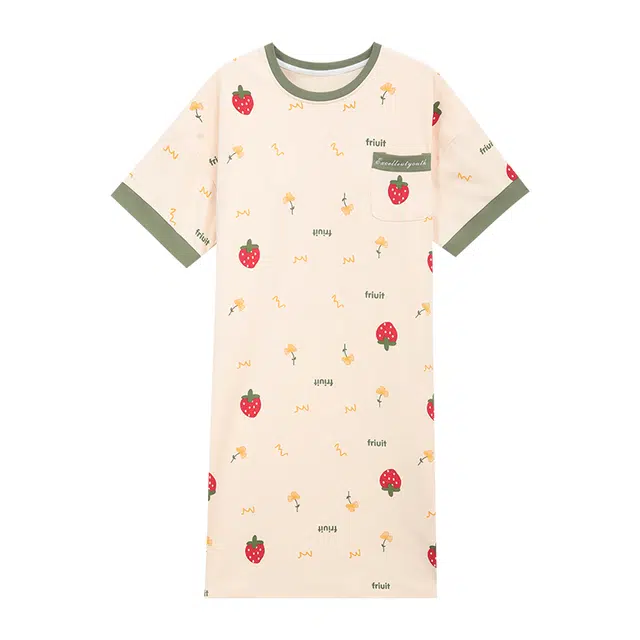 睦隆世家 短袖待产裙孕妇带胸垫套装睡裙 女款