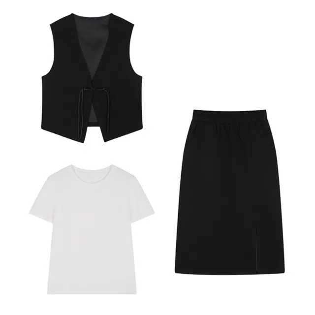 潞优野 都市松弛感时髦新中式马甲半裙休闲套装 女款