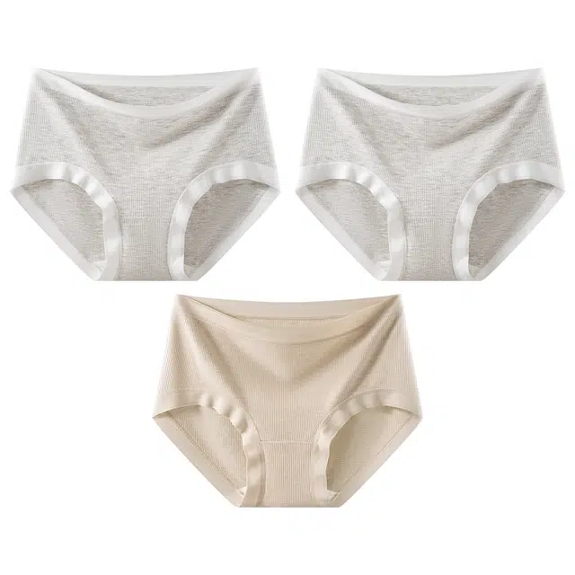 二三二三 小猫印花透气抑菌亲肤舒适柔软不卡档不夹臀抑菌中腰舒适三角裤少女无痕裸感亲肤卡通可爱甜美时尚百搭内裤 女款 组合装