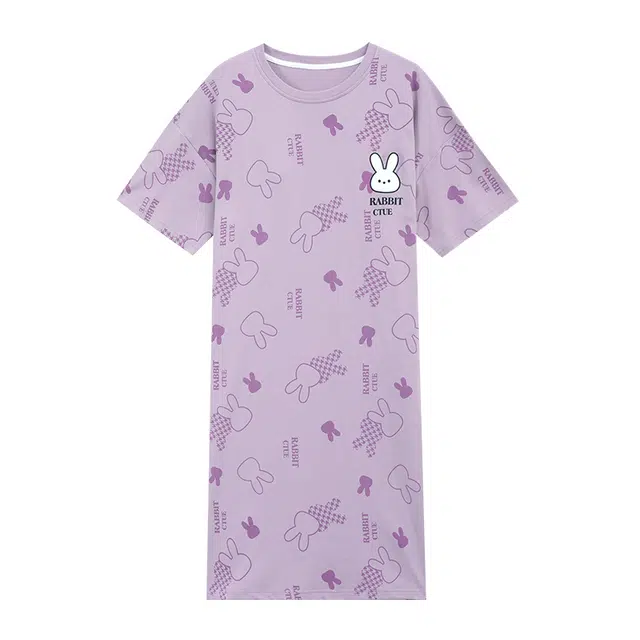 睦隆世家 睦隆世家 睦纯棉短袖待产裙孕妇带胸垫可外穿套装睡裙 女款