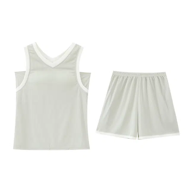 睦隆世家 带胸垫冰丝无袖短裤大码家居服睡衣套装 女款