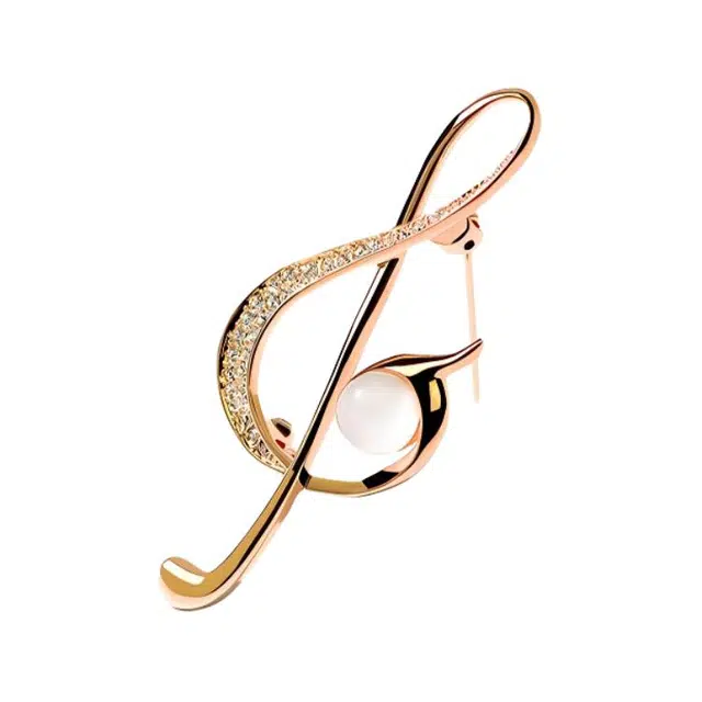 暖瞳 音符设计独特设计小众风轻奢胸花高端精致时尚搭西装毛衣别针配饰 合成立方氧化锆 胸针 女款