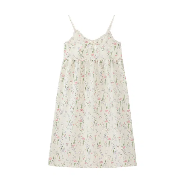 睦隆世家 无袖背心薄款带胸垫清新学生大码宽松可外穿睡裙 女款