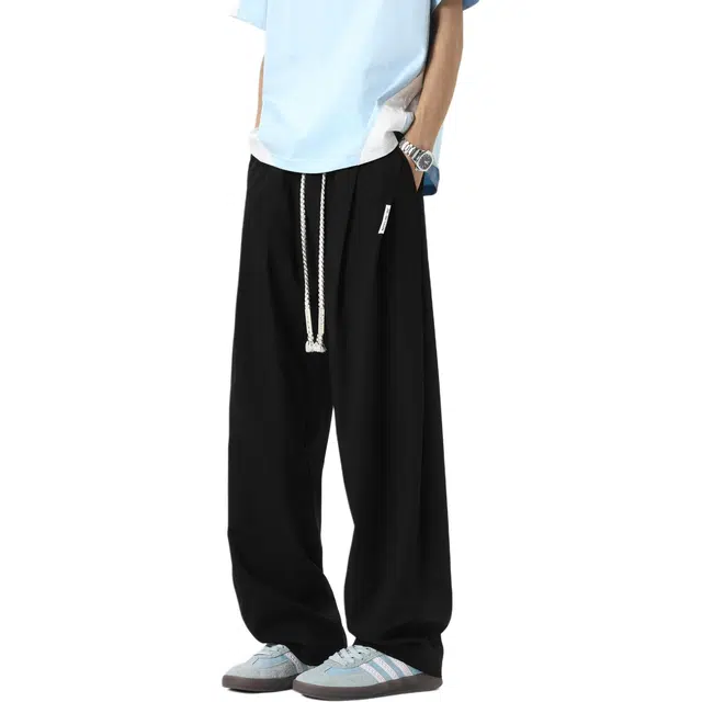 颂希尔 美式冰丝直筒速干宽松透气薄款弯刀运动百搭休闲裤 男女同款