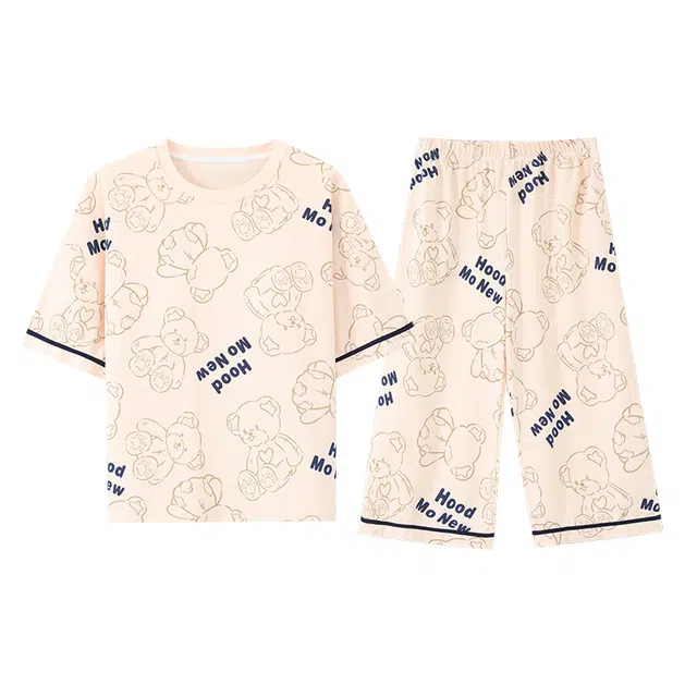 睦隆世家 短袖短裤舒适透气家居服可外穿睡衣套装 女款