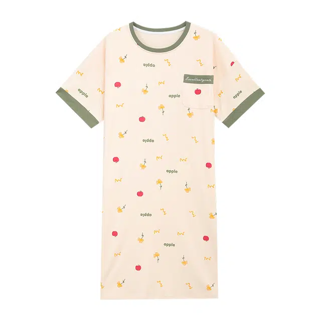 睦隆世家 短袖待产裙孕妇带胸垫睡裙 女款