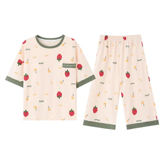 睦隆世家 短袖短裤舒适休闲可外穿家居服睡衣套装 女款