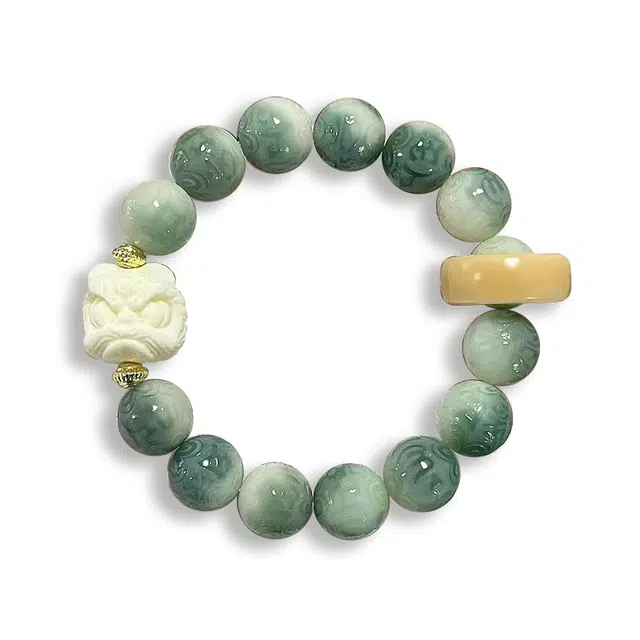 九隆古 六字箴言狮来运转 国潮新中式有钱花转运珠招财纳福平安喜乐小众轻奢高级绕指柔盘玩文玩#好运 菩提根 手串 男女同款情侣款