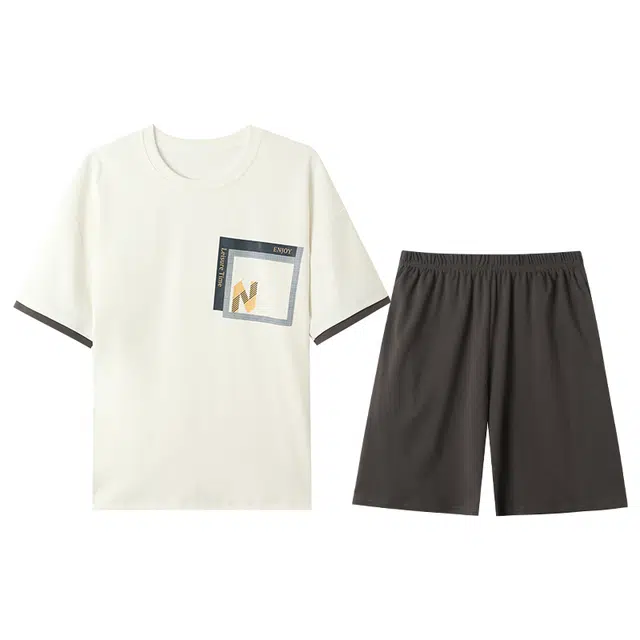 睦隆世家 无袖背心宽松加肥大码纯棉薄款家居服睡衣套装 男款 白色