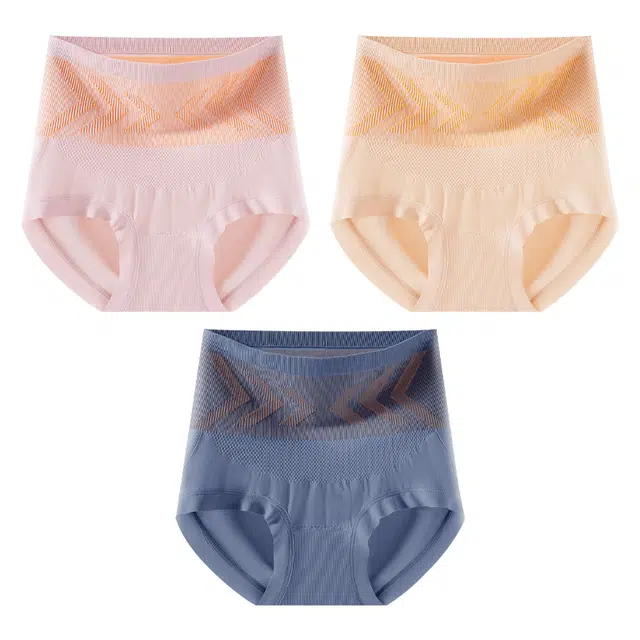 二三二三 高颜值色系抑菌高腰不卡档不夹臀舒适不闷吸湿透气收腹抑菌三角裤柔软亲肤提臀纯色典雅知性时尚百搭内裤 女款 组合装