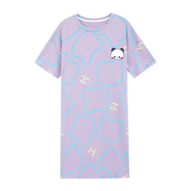 睦隆世家 睦纯棉短袖待产裙孕妇舒适带胸垫可外穿套装睡裙 女款