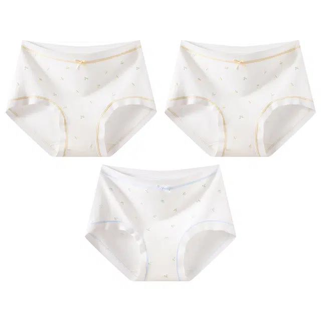 二三二三 法式田园主义浪漫小碎花吸湿透气弹力柔软舒适不勒不卡档不夹臀三角裤可爱甜美少女时尚百搭亲肤内裤 女款 组合装