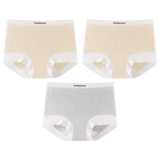 二三二三 简约时尚吸湿透气不卡档不夹臀中腰高弹舒适不勒平角裤柔软亲肤日常穿着撞色字母印花优雅知性女士内裤 女款 组合装