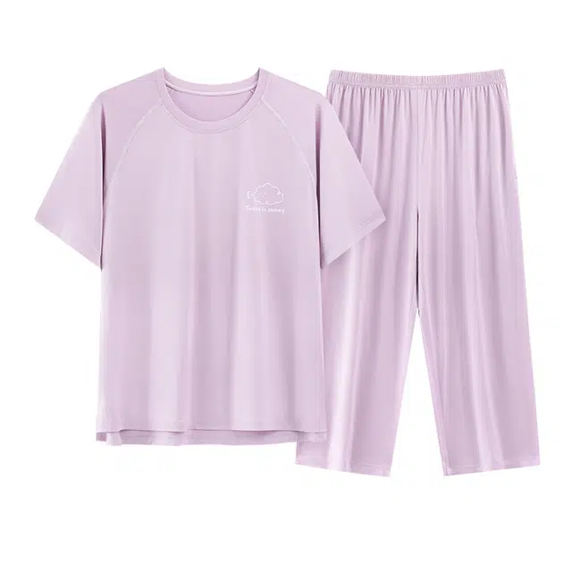 睦隆世家 短袖七分裤凉感舒适可外穿家居服睡衣套装 女款