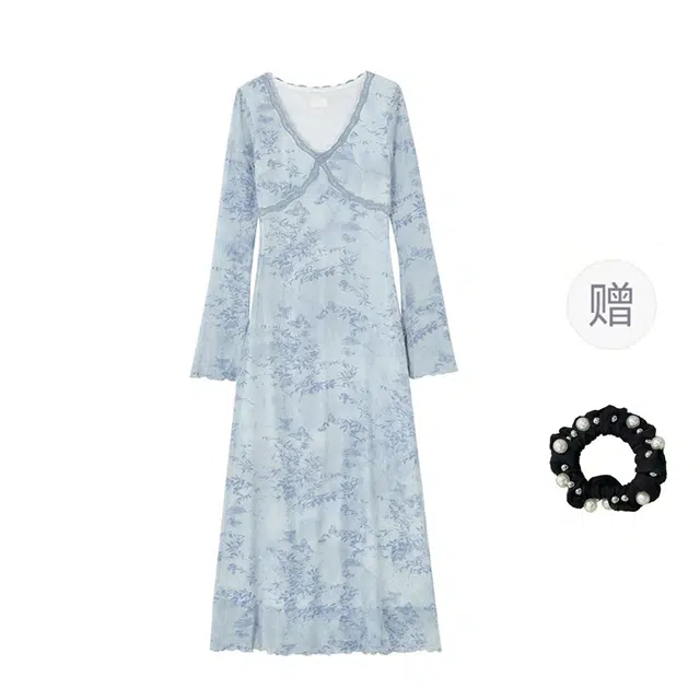 雾闪闪 舒适时尚休闲百搭长袖连衣裙 女款