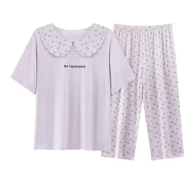 睦隆世家 短袖七分裤休闲凉感舒适可外穿家居服睡衣套装 女款