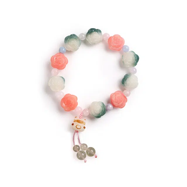 九隆古 山茶花国潮新中式有钱花转运考试考公考研连连上岸 森系美感配饰#好运 菩提根 手串 男女同款情侣款