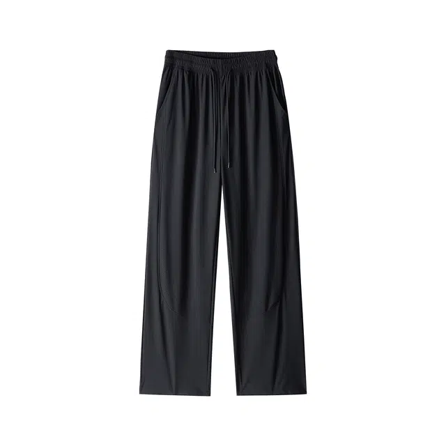 哲源 美式高街潮牌纯色简约小众设计松紧抽绳基础款侧边透气网孔透气宽松百搭凉感直筒垂感阔腿大码户外通勤休闲裤 男女同款