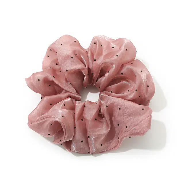 如花梦 温柔波点大肥肠圈珠光纱渐变气质丸子头马尾 布艺 发圈 女款