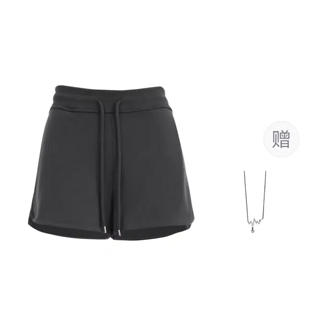 识恩 美式辣妹低腰舒适宽松时尚开叉设计系带纯色三分休闲短裤 女款