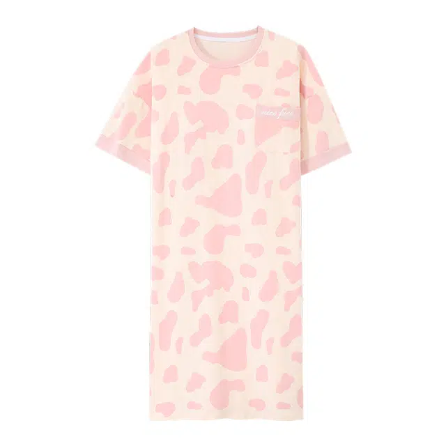 睦隆世家 短袖舒适待产裙孕妇带胸垫套装睡裙 女款