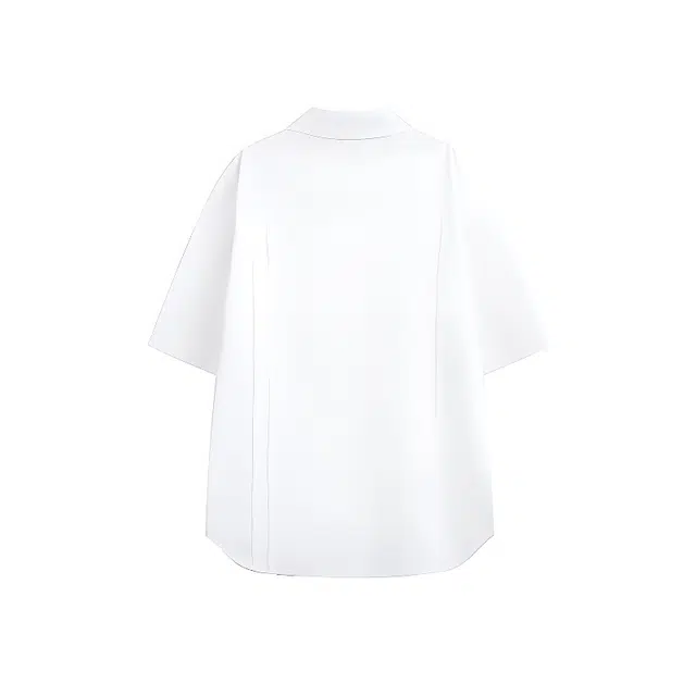 欧路得 日系复古琴褶皱通勤百搭宽松休闲纯棉衬衣夏季短袖衬衫 男款