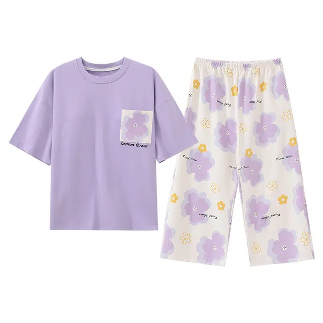 睦隆世家 短袖短裤休闲透气舒适家居服可外穿睡衣套装 女款