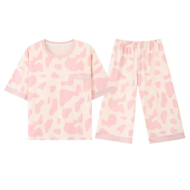 睦隆世家 薄款短袖短裤舒适休闲可外穿家居服睡衣套装 女款